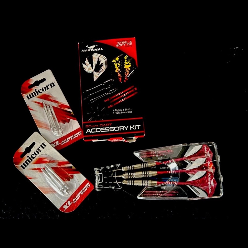 Narwhal Tournament Steel Tip Darts Set In Compact Case And accessories More